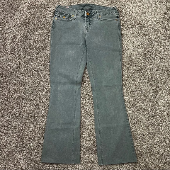 True Religion Denim - True Religion Becky Bootcut Flare Jeans Greenish Wash Size 30 Made in USA